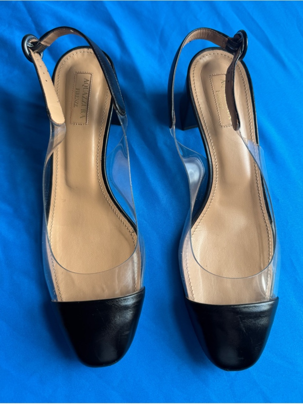 Aquazzura Optic 50 Clear
Slingback Heels  Sz 8.5